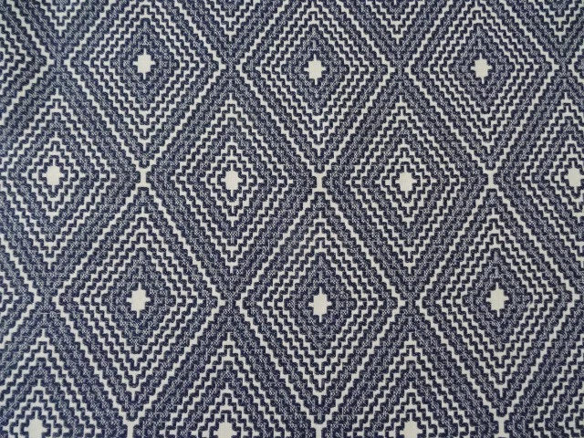 DESIGNER WOVEN DIAMOND INDIGO BLUE GEOMETRIC UPHOLSTERY FABRIC BTY $24.99/YD - Image 1 of 4