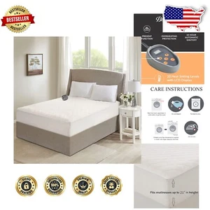 Ultra Soft Cotton Twin XL Heated Mattress Pad - 20 Heat Levels, Machine Washable - Picture 1 of 10