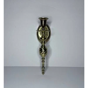 Brass Candle Holder Wall Sconce Candlestick Wall Mount 1 Holder Only 10" Tall - Picture 1 of 7