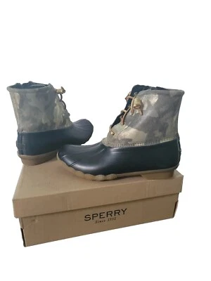 Женские ботинки-утки Sperry размер 9 цвет морской воды металлический камуфляж оливковый водостойкий - Изображение 1 из 4