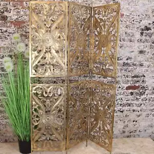 Jaipuri Heirloom Metal Screen Room Divider Gold Home Decor Vintage Style - Picture 1 of 6