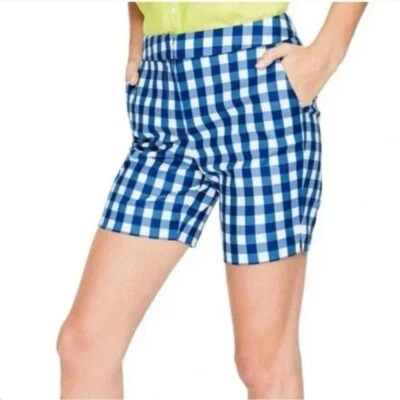 Boden Blue White Checkered Gingham Shorts Size 6 - Image 1 of 4