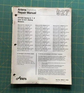 ARIENS SEVICE REPAIR MANUAL 927000 SERIES 6, 7, 8 & 10 HP RIDING MOWERS 76 Pages - Picture 1 of 6