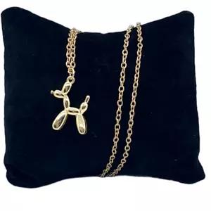NEW Balloon Animal Gold Plated Puppy Dog Pendant Charm 24" Chain Necklace Trendy - Picture 1 of 5