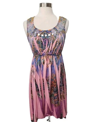 Apt 9 Vestido Grande Rosa Cachemira Sublimado Imperio Cintura Pullover Pañuelo Dobladillo Foto 1 de 4