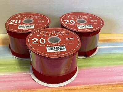 NEW 3 rolls wired edge ribbon 2.5" x 30’ red velveteen - Image 1 of 4