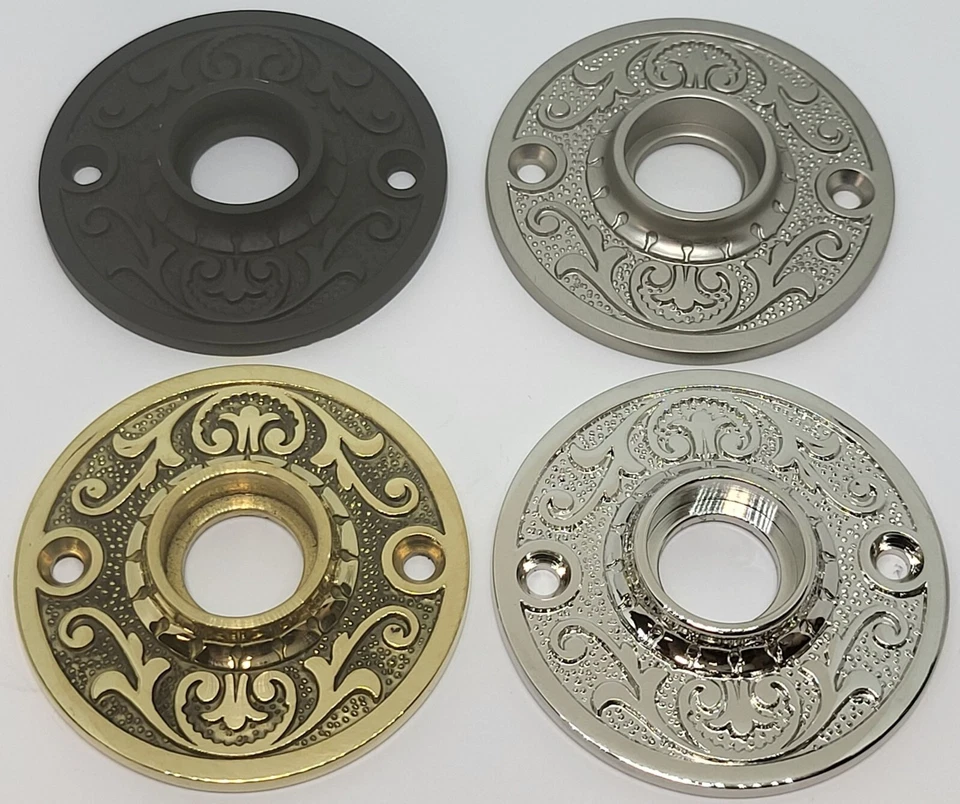 POMO ROSETA Redondo Patrón Floral Ornamentado Placa Puerta Pasaje Placa Trasera Retro Foto 1 de 4