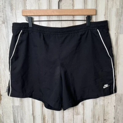 Pantalones Cortos De Colección Y2K Nike Etiqueta Plateada Negro Blanco 5" Entrepierna Para Hombre Talla Grande Foto 1 de 4