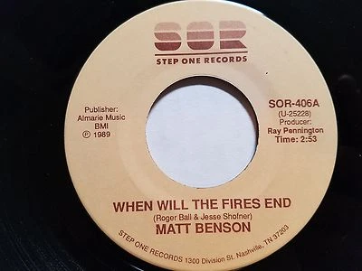 MATT BENSON - When Will The Fires End / America 1989 COUNTRY 7" - Imagem 1 de 2