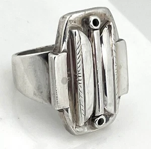 Geometric Unisex Sterling Siver Ring - Picture 1 of 6