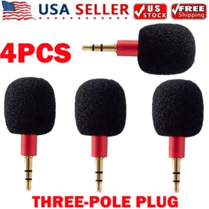 4x Red Mini 3.5mm Jack Stereo Voice Mic Microphones Three Pole For Recorder NEW - Picture 1 of 8