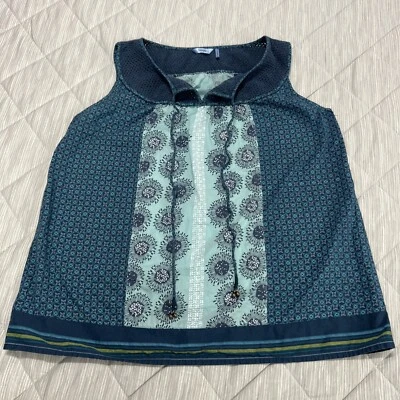 Camiseta sin mangas Izod para mujer grande verde azulado boho hippie sin mangas acento de encaje Foto 1 de 4