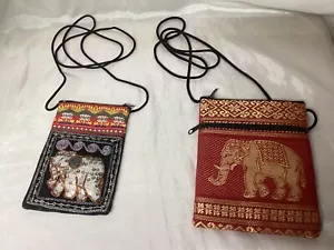 Tela pequeña Cross body Elephante Bolso conjunto de 2 cierres con cremallera Teléfonos celulares, - Imagen 1 de 6