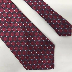 IKE BEHAR NEW YORK SILK TIE BURGUNDY LARGE POLKA DOT FOULARD LUXURY 4" - Picture 1 of 2