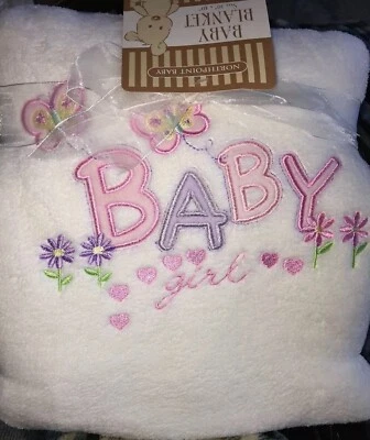 NUEVA MANTA BEBÉ NORTHPOINT LOVEY Bebé Niña 40x30" Flor Mariposa Rosa Púrpura Foto 1 de 4