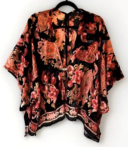 Joseph Ribkoff Small Women Black Mauve Sheer Blouse Kimono Batwing Sleeve Boho - Picture 1 of 10