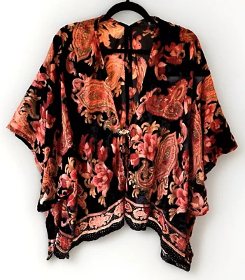 Blusa Joseph Ribkoff Pequeña Mujer Negra Malva Transparente Kimono Manga Ala de Murciélago Boho Foto 1 de 4