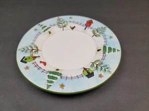 Yankee Candle Teresa Kogurt Christmas Cardinal Stars Snow And Trees Candle Plate - Picture 1 of 3