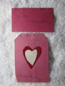 Two Vintage Home Made Valentine Cards - Picture 1 of 3