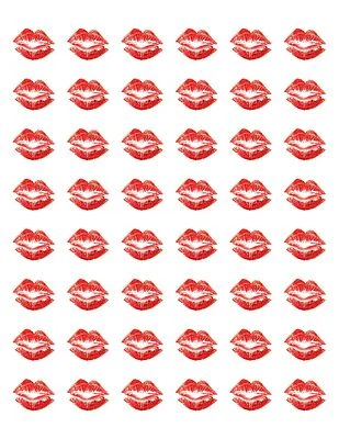 HANDMADE 48 VALENTINES RED LIPS KISS ENVELOPE SEALS LABELS STICKERS 1.2" ROUND