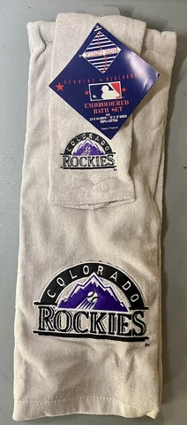 First Row Sports Colorado Rockies Baseball Embroidered Bath Towel Set New NWT Cover