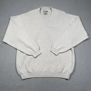 Cutter And Buck Sweater Mens Medium Beige 100% Merino Wool Pullover Golf Preppy - Picture 1 of 10