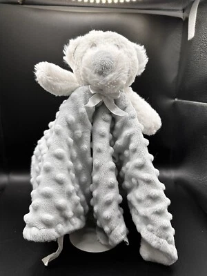 Mantas & Beyond White Bear Manta de Seguridad Peluche Bebé Lovey Gris Minky Dot Foto 1 de 4