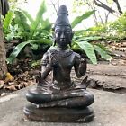 11,4" Dieu khmer Thaïlande statue antique de Bouddha ermite chapeau pointu bouddhisme art