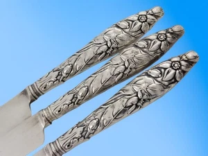 Sterling Silver Gorham Orange Knife Art Nouveau Floral Greenleaf & Crosby ~$59ea - Picture 1 of 6