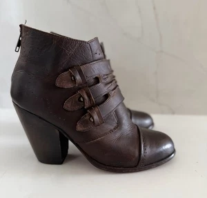 Freebird By Steven Malbec Ankle Bootie Zipper Buckle Leather Boot Women 7 - Picture 1 of 13