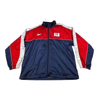 Vintage New England Revolution Jacket Mens Large Red Blue MLS Soccer Reebok 90s - Image 1 of 4
