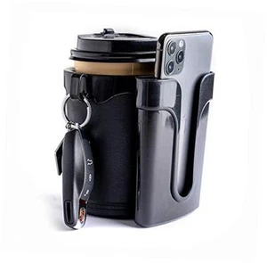 Bike Cup Holder Handlebar with Cell Phone Keys Holder Bicycle Drink Beer Black - Picture 1 of 7