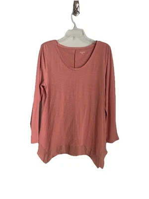 Garnet Hill Mauve Long Sleeve Organic Cotton Silk Trim Tunic Womens Size Large - Image 1 of 4