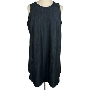 Calvin Klein Dress Women 18W Plus Dark Blue Chambray Trapeze Sleeveless NEW - Picture 1 of 14
