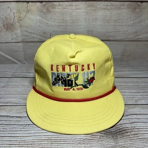 Vintage 1991 Kentucky Derby Churchill Downs Yellow Rope Snapback Hat Embroidered - Picture 1 of 8