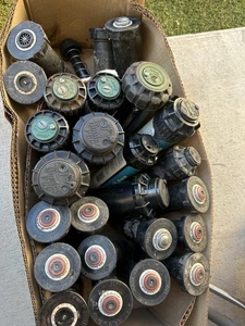 Lot of 25 Rain Bird Hunter Orbit Sprinkler Heads – 21 Working 4 Damaged  - Picture 1 of 8