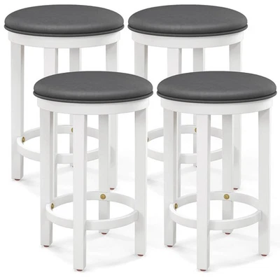 Bar Stools Set of 4 Counter Height Stools w/ Round Seat & Footrest for Kitchen - Image 1 of 4