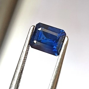 Australian Blue Sapphire Emerald Cut Faceted Natural Unheated Gemstone 1.30 CTS - Picture 1 of 9