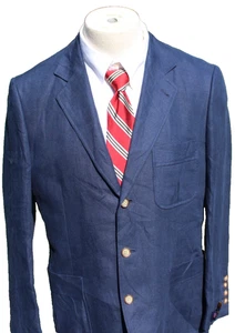 NEW Henry Jacobson Medium 100% Linen 3-button Unconstructed Navy Blue Sport Coat - Picture 1 of 16