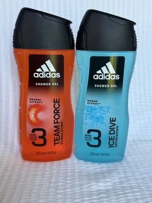 Lot Of 2 Adidas Team Force & Ice Dive 3 in 1 Hair Body Face Shower Gel 8.4 fl oz - Image 1 of 4