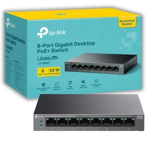 TP-Link 8-Port Gigabit Desktop Switch with 8-Port PoE+, up to 16 Gbps switching - Picture 1 of 7