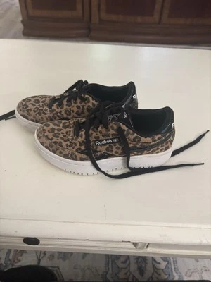 女孩 Reebok 青少年网球撒哈拉黑色白色 尺寸 1 豹纹 — 第 1/4 张图片