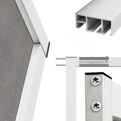 INSEKTENSCHUTZ & FLIEGENGITTER Alu Insektenschutz Fliegengitter Fenster Spannrahmen Gazefenster Aluminium - TOP