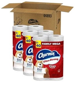 Charmin Carta Igienica Ultra Forte Clean Touch, 24 Mega Rotoli Famiglia = 120 - Foto 1 di 8
