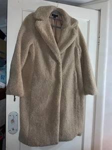 New Look Damen Camel Teddy Longline Mantel Gr. 12 - Bild 1 von 4