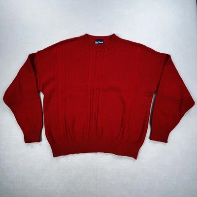 Suéter Par Four Para Hombres XL Rojo Tejido con Cable 100% Algodón Cuello Redondo Hecho en EE. UU. Pullover Foto 1 de 4