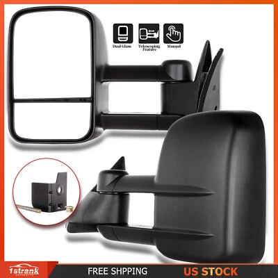 Pair Manual Adjust Tow Mirrors For 1988-1998 Chevy GMC C K 1500/2500/3500 Foto 1 de 4