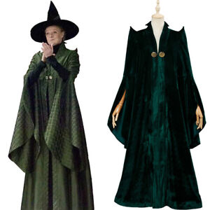 Minerva McGonagall Professor Cosplay Costume Dress Suit Green Robe