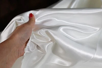 Off White Silky Bridal Satin Fabric by the yard 60" Wide 105 - Image 1 of 4