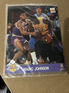 VINTAGE 1990 NBA HOOPS BASKETBALL PHOTO CARD 8X10 NEW NOS EARVIN MAGIC JOHNSON - Picture 1 of 4